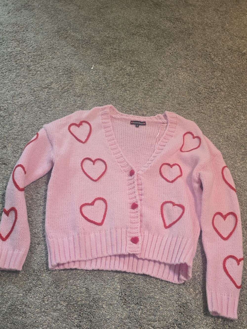 Kohl's Pink Cardigan with Red Heart Motif